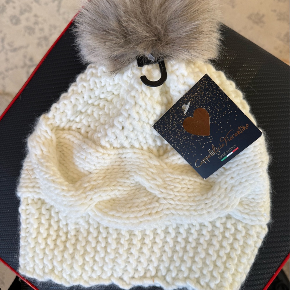 Cozy White Knit Hat with Pom Pom